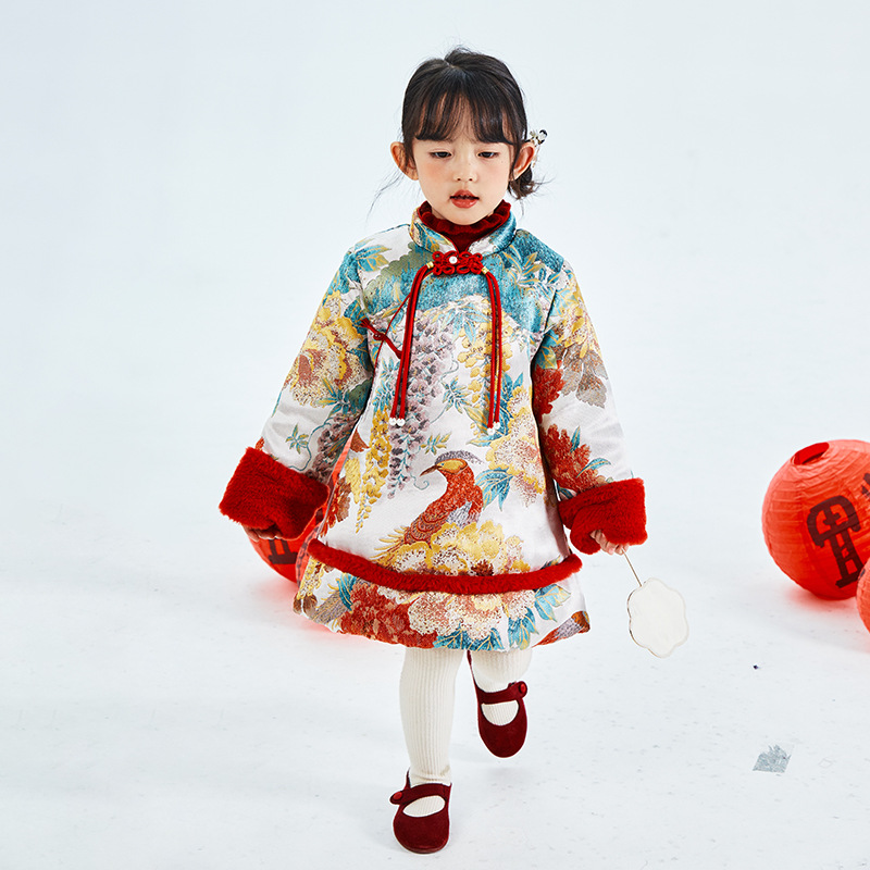 [Beneficios de invierno de liquidación de fans] Niñas nuevas faldas chinas, vestidos de Año Nuevo, vestidos de cheongsam, faldas de invierno