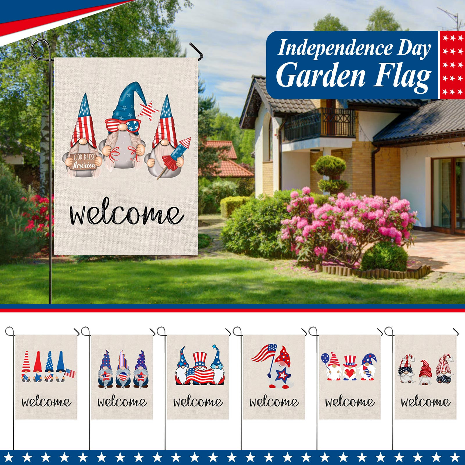 U.S. Independence Day Garden Banner welcome Welcome Garden decorate Banner garden flag