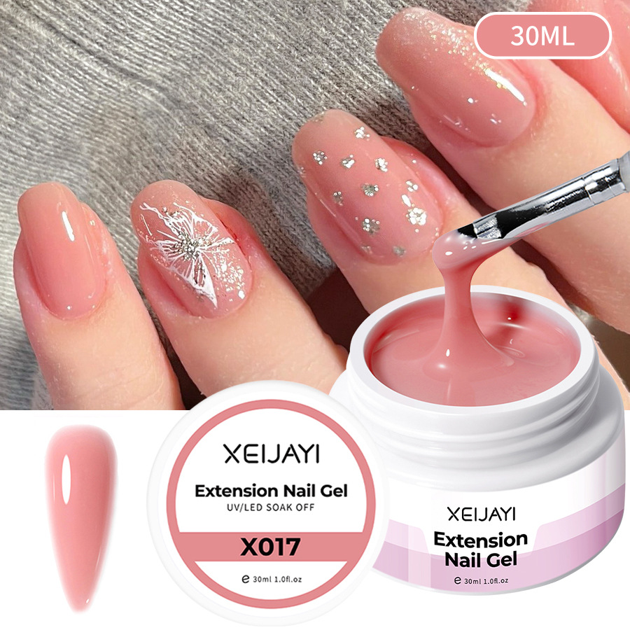 Pegamento de esmalte de uñas al por mayor Poly Gel Crystal pegamento de extensión 30ml pegamento de fototerapia bandeja sin papel Jelly Glue para salón de uñas