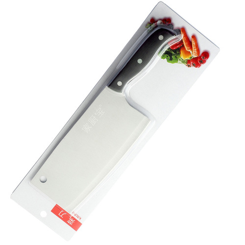 Stainless steel home kitchen knife, handle-covered, for cutting vegetables and meat, card-insert packaging knife