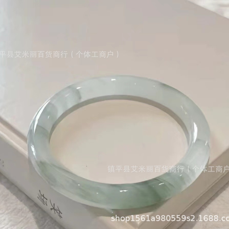 (2개) 신장 톈산 옥 팔찌 얼음 옥 눈 옥 얼음 떠다니는 꽃 천연 옥 팔찌 흰색 달빛 도매 얼음 유형 황금 실크 옥