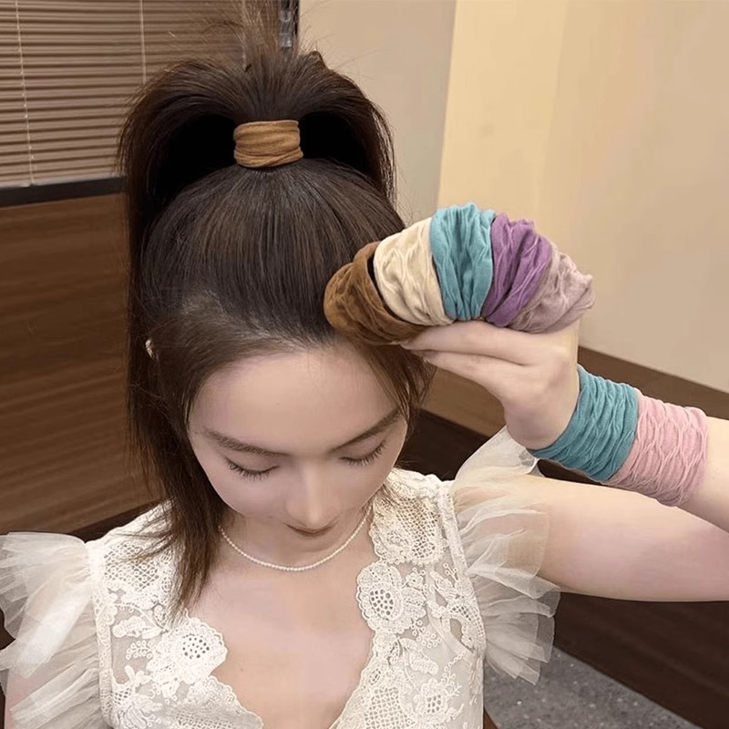 banda de goma de alta elasticidad mujer cabello de cordón de cabello duradero ultra ancho sin costura cabello de cabello de máscara de cola de caballo alta anillo de cabello jacquard