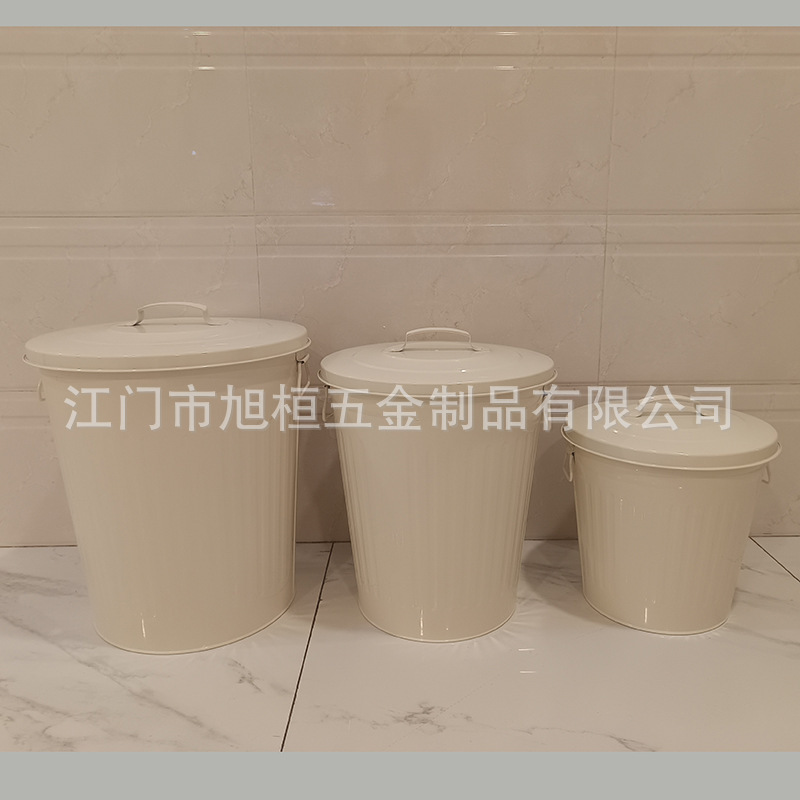 Cross-Border Tin Multi-Color Ship with Lid Galvanized Trash Can Tin Barrel Ship Iron Cylinder Outdoor Trash Can
