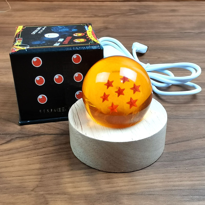Goku Dragon Ball 4.3CM Seven Star Dragon Ball Crystal Ball Wish Ball Luz Base de madera Anime
