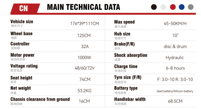CN Electric Motorcycle High Power Electric Scooter Long Range