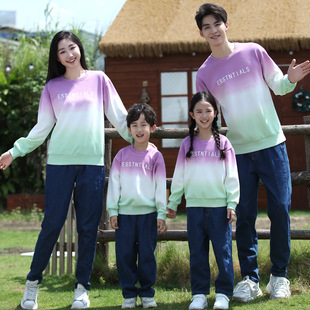 2025 New Family Clothing, Spring Sweatshirts, Medium and Large Children's Suits, Mother and Daughter Long-Sleeved Casual Family Clothing for a Family of Four, Trendy