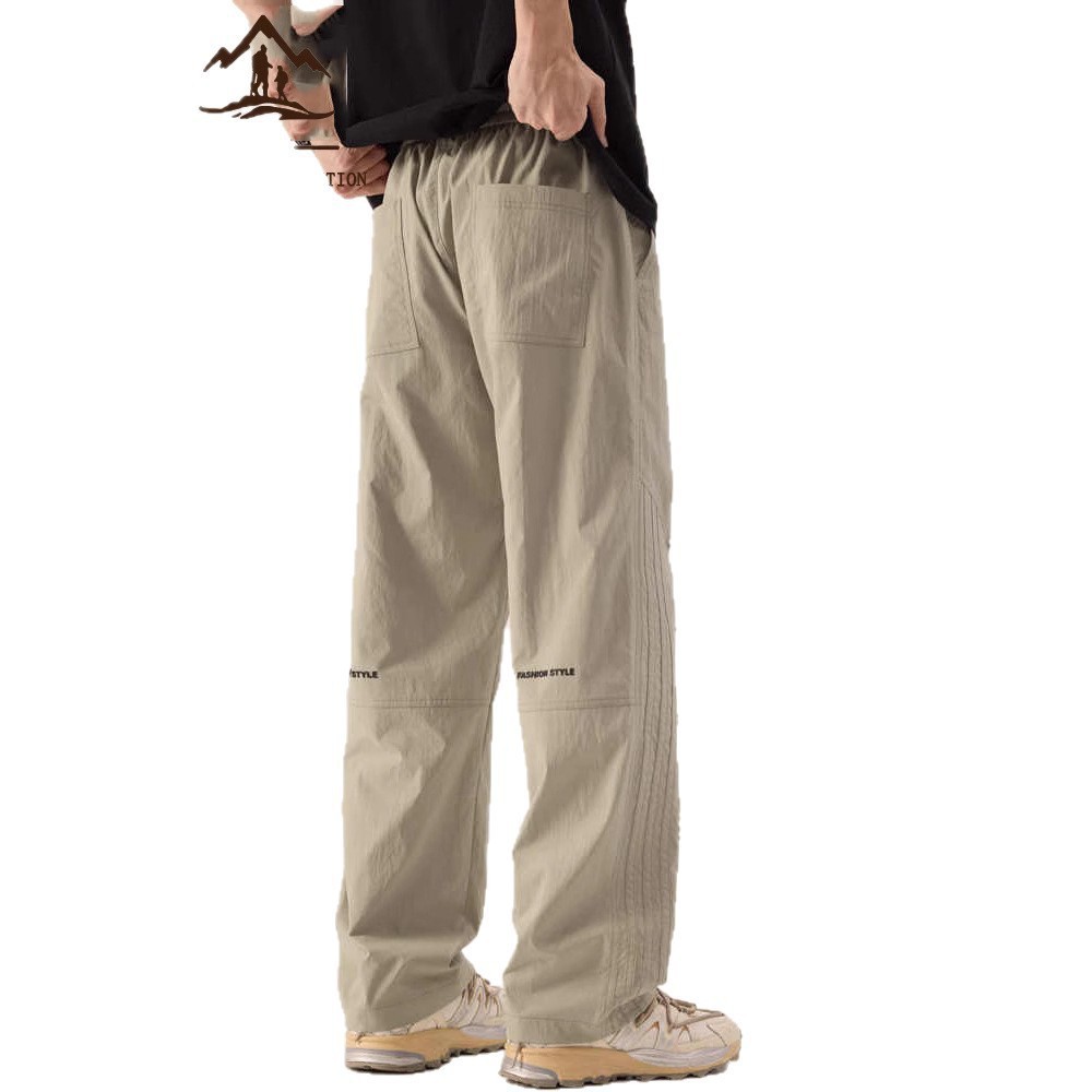 Summer Ice Silk Cool Casual Pants Thin Loose Straight Breathable Outdoor Paratrooper Quick-Dry Sports Men's Pants