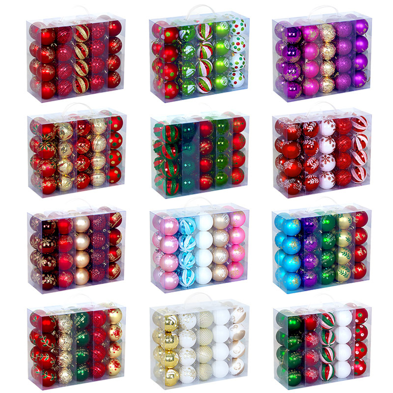 Amazon Cross-border Christmas Ball Set 6CM40 bolas decorativas de Navidad bolas pintadas bolas de plástico galvanizado
