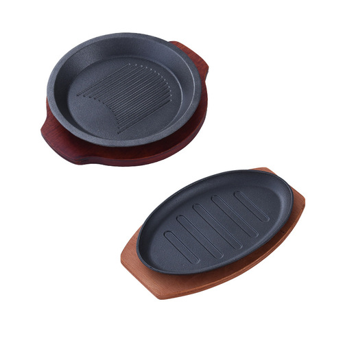 Wholesale Teppanyaki Teppanyaki Round BBQ Frying Pan Rectangular Korean Steak Plate BBQ Fish Plate Home
