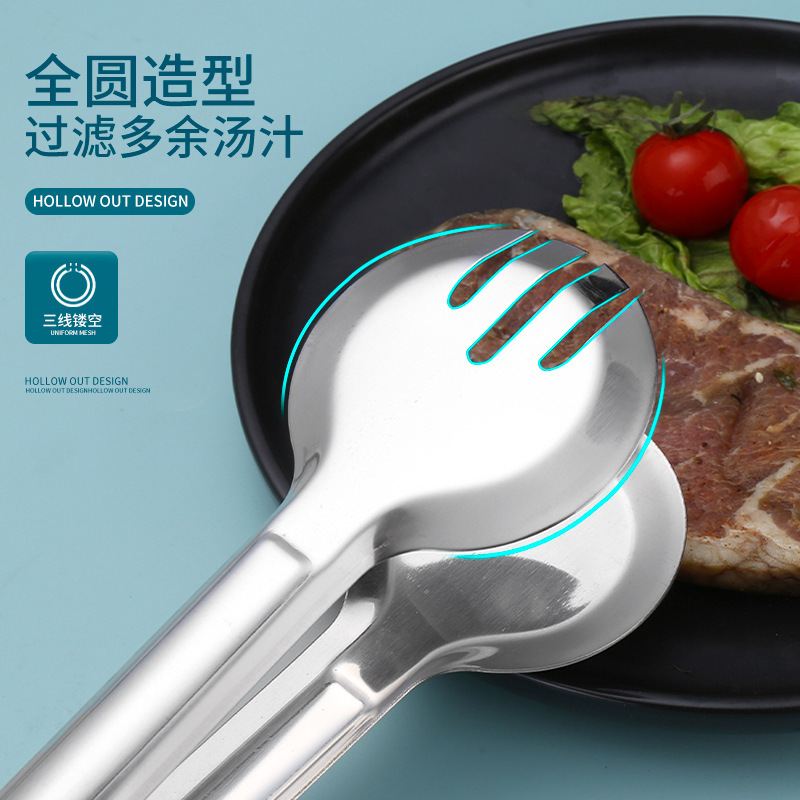 ステンレスの食べ物は厚い台所でステーキを焼くバイキングの家庭用食品は透かし彫りの油を挟んで多く使われています。|undefined