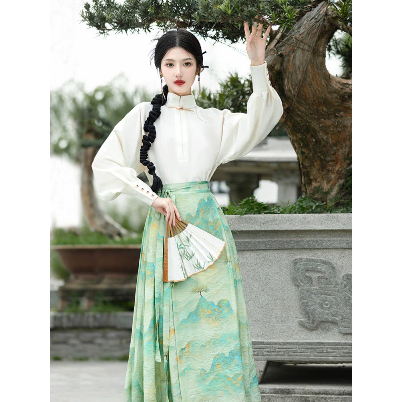 Новый элегантный дизайн женской одежды в китайском стиле, костюм с юбкой с верхом в китайском стиле, осенняя одежда в сказочном стиле для девочек, комплект из двух предметов для женщин