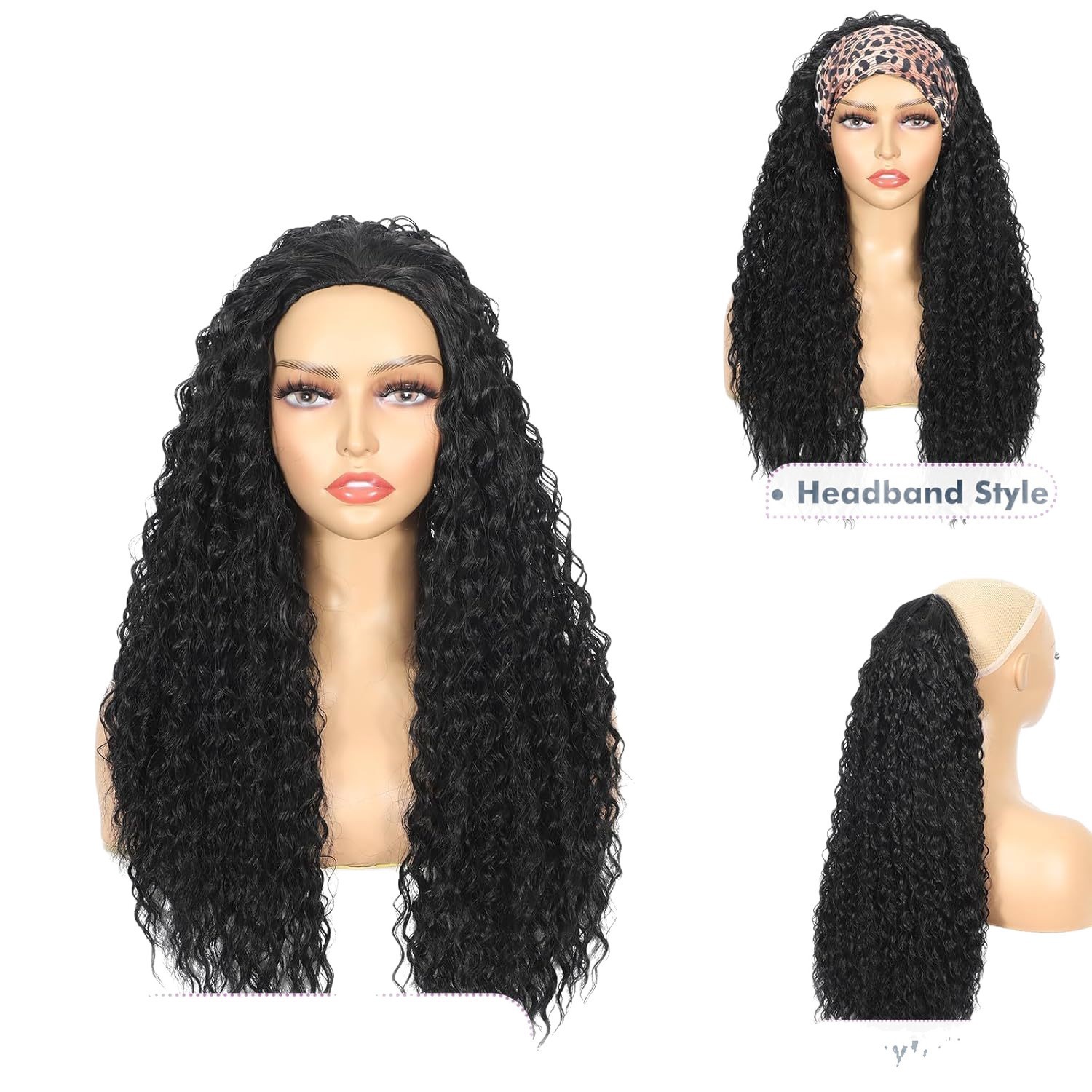 Women's Small Curly Synthetic Fiber Wig European American Style Three In One Drawstring Long Hair Extension_voghion.com