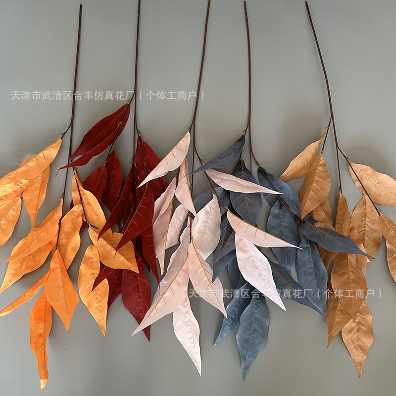 망고 잎 결혼식 강당 천장 꽃 줄 장식 시뮬레이션 잎 소재 홈 거실 목가적 인 장식 시뮬레이션 꽃 도매