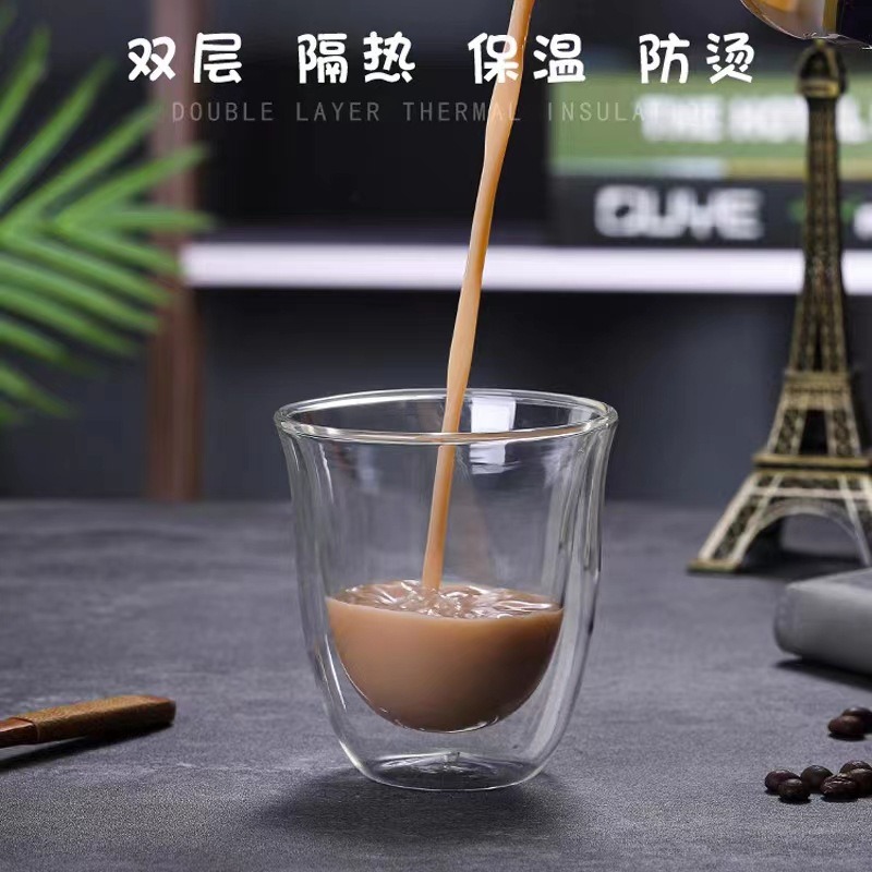 Fabricante de tazas de doble vidrio aislante simple taza de café de leche casera taza de agua transparente cálida