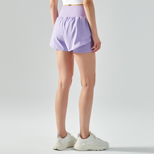 New fake two-piece yoga shorts for women's summer fitness running loose casual breathable anti-exposure sports hot pants