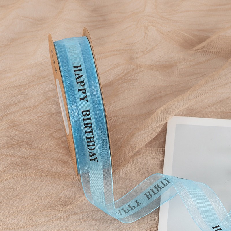 Cinta de embalaje de flores Inglés regalo de impresión para hornear pastel de embalaje cinta tienda de flores 2,5 cm cinta de nieve