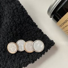 Yisen ESSTUDIO Small Musk Simple Style Metal Button Flat Imitation Beetle White Edge Diamond Wool Coat Suit Button