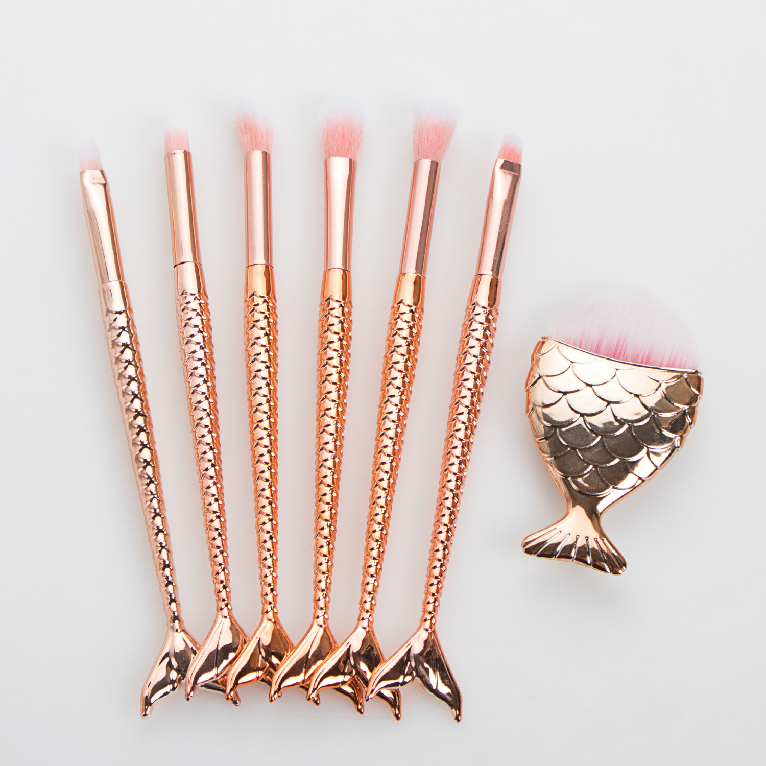6 pinceles de maquillaje de sirena, 10 pinceles de maquillaje de sirena, pinceles de maquillaje de pescado pequeño, pinceles de sombra de ojos, herramientas de belleza