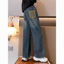 女童阔腿裤2025春秋新款中大童宽松洋气儿童直筒学生休闲牛仔盈尚