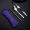 Handheld set stainless steel, tableware, fork, spoon, chopsticks, 3 piece set, Chinese style, increased thickness, Birthday gift, wholesale