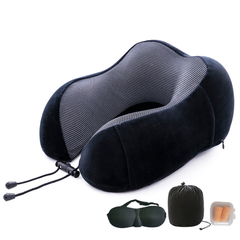 Algodón de memoria transfronteriza almohada de cuello tipo U almohada de columna cervical tela magnética almohada de avión de viaje portátil almohada de cuello almohada de cuello