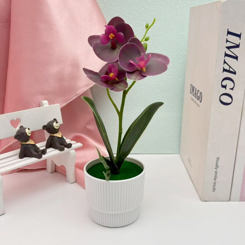 クロスボーダーのシミュレーション胡蝶蘭盆栽花付きデスクトップ装飾プラスチック造花盆栽撮影植木鉢置物花頭|undefined