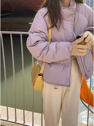 Women's Short Season Down Cotton Jacket 2024 New Han Style Petite Fashion Bread Coat Warm Outerwear