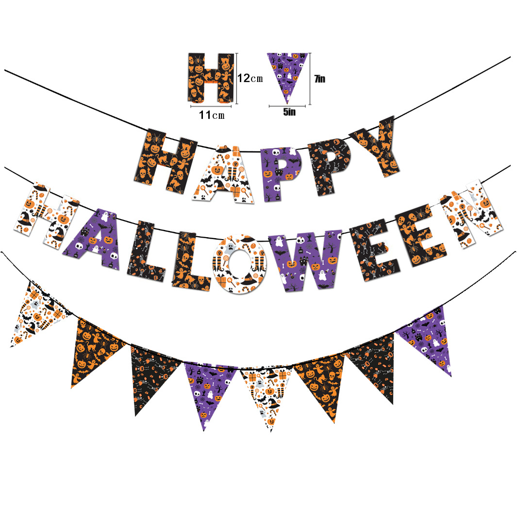 Halloween Pumpkin Ghost Paper Party Hanging Ornaments Flag display picture 8