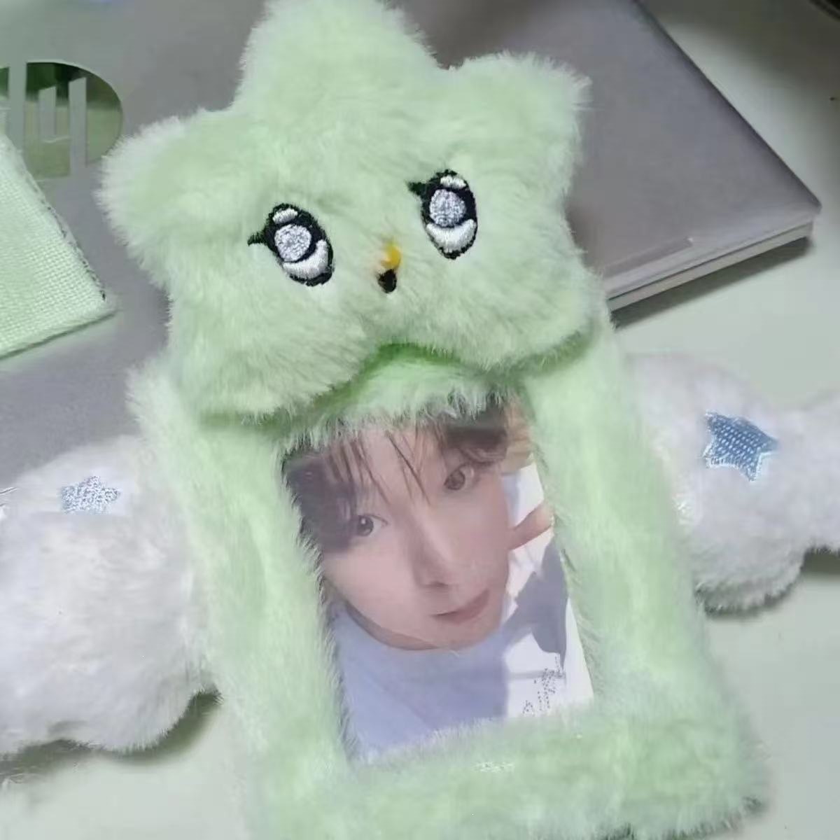 Cute ángel cerdo de peluche 3 pulgadas tarjeta de visualización tarjeta de estudiante colgante tarjeta de comida cubierta protectora