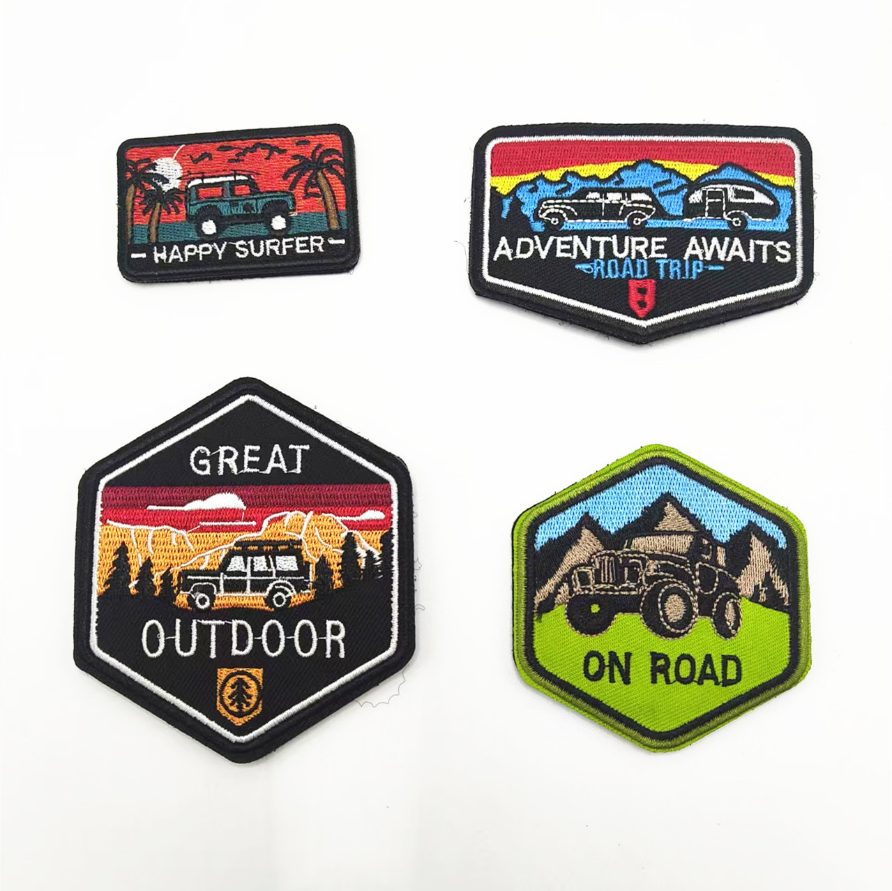 跨境亚马逊热销爆款刺绣魔术贴户外车系类绣花标徽章肩章士气章仔