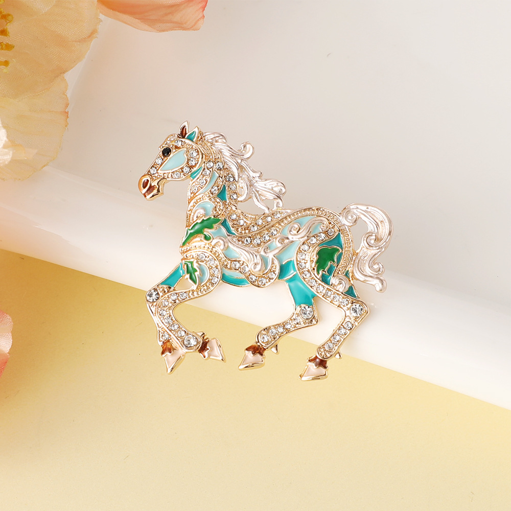 European and American New Fashion Creative Exquisite Zodiac Pony Brooch Enamel Horse Success Clothing Pin Brooch