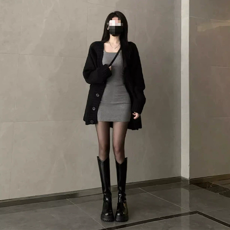 Autumn black sweater, cardigan, jacket