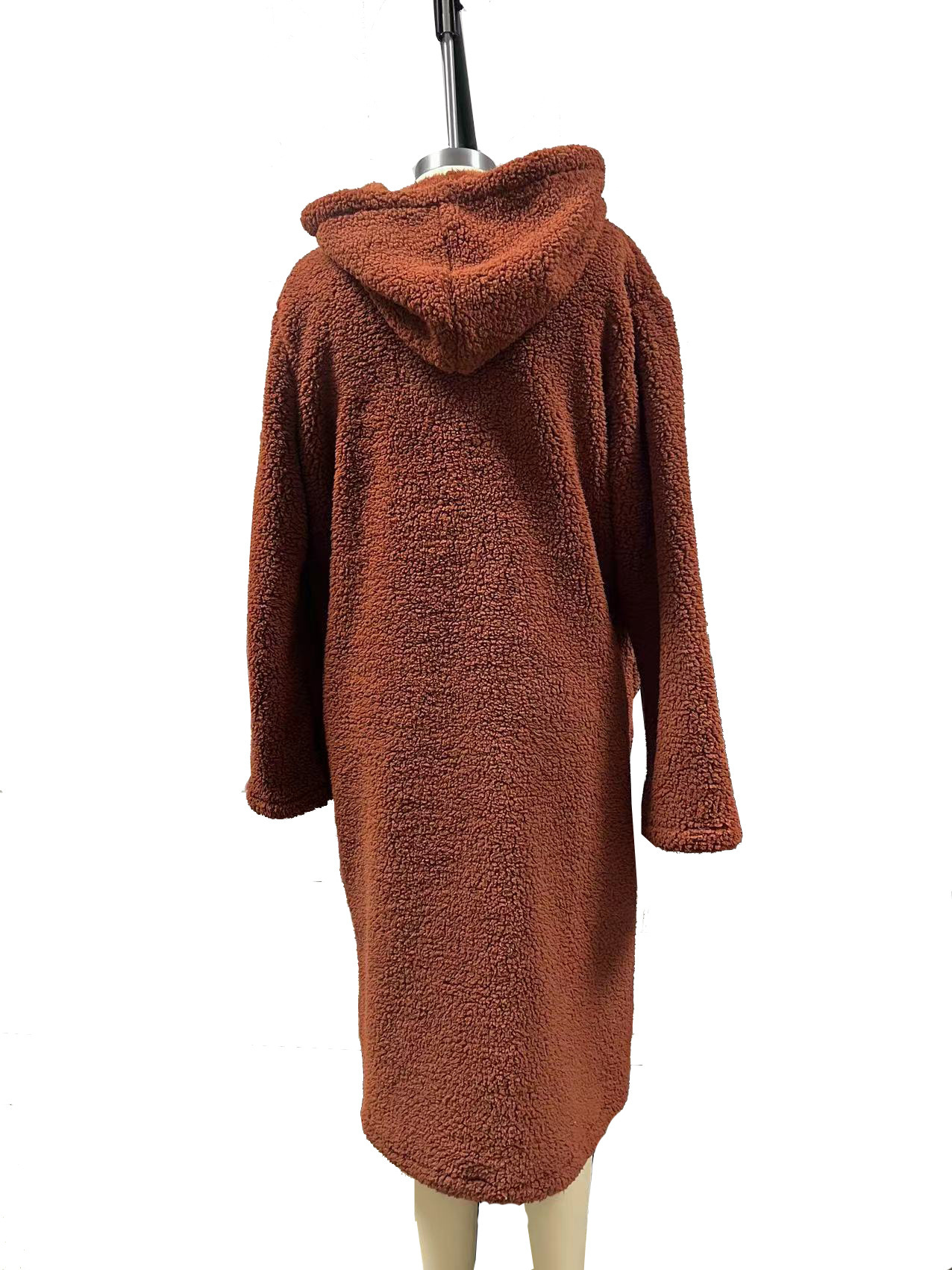 Women's Plush Hooded Windbreaker Coat Long Overcoat For Women_voghion.com