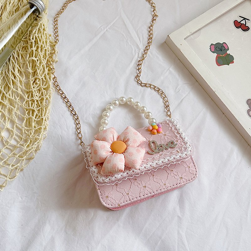 Nuevo bolso para niños de estilo extranjero, bolso de regazo de sequilla de niña, bolso de perla coreano, bolso de cambio de niña