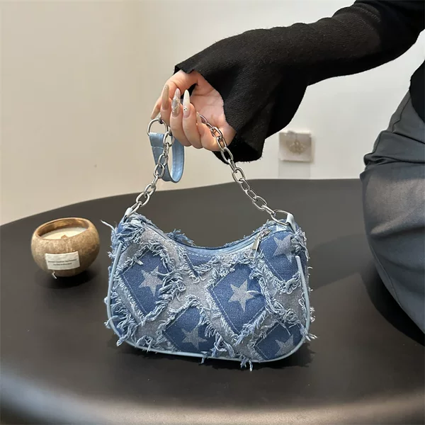 Dopamine Underarm Small Bag Women's 2024 New Ins All-match Plaid Star Dumpling Bag Casual Shoulder Bag Trendy