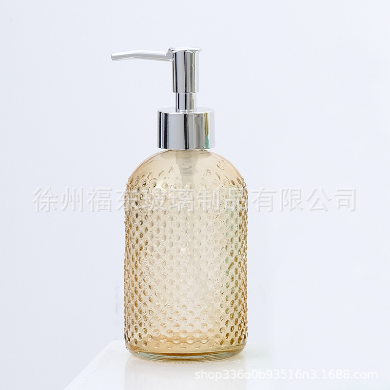 Botella de desinfectante de manos de lunares Botella de baño de presión Botella de gel de ducha Botella de desinfectante de alcohol de hotel de lunares 400m
