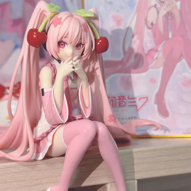 跨境樱花初音未来手办国产坐姿初音次元动漫机箱模型桌面摆件礼物|undefined