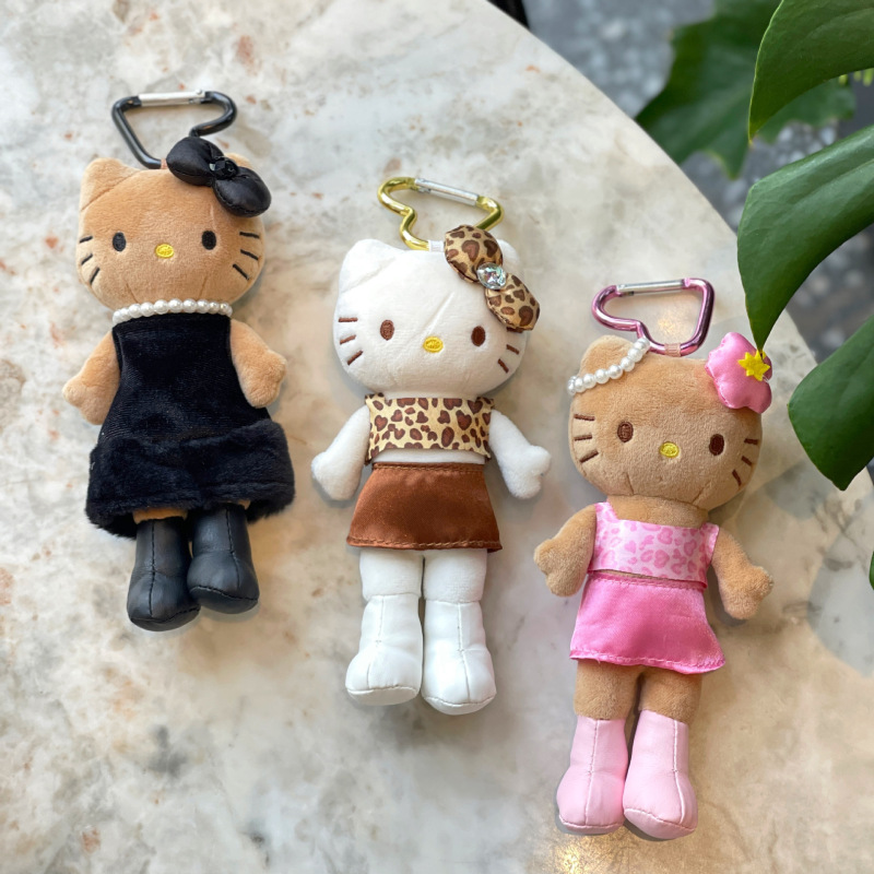 黑皮长腿小香风包包毛绒小挂件hellokitty书包猫咪挂饰KT公仔批发|undefined