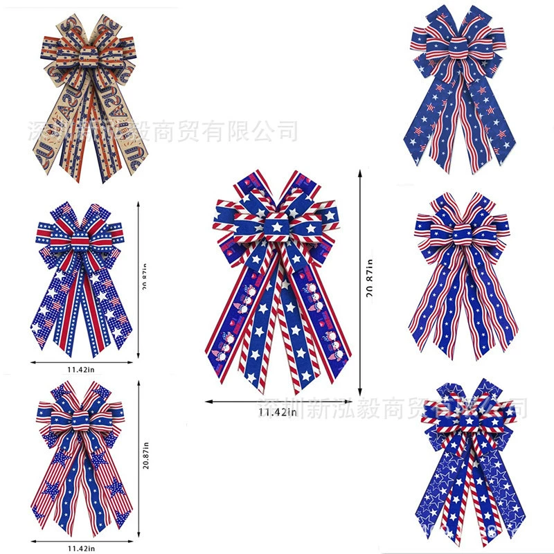 Hongyi Американский День Независимости Национальный день лук ручной работы DIY звезда узор День независимости украшение лука