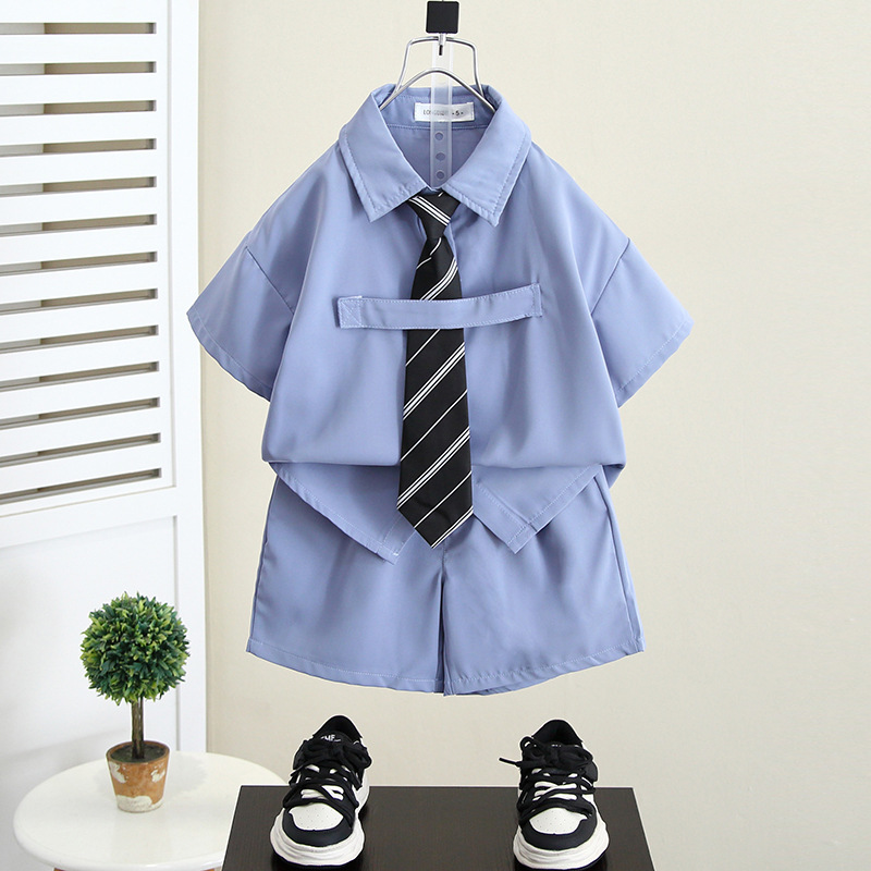 5183 Traje para niños Traje de verano para niños 2025 Nuevo estilo Vestido para niños Traje de rendimiento Bebé Verano Estilo británico