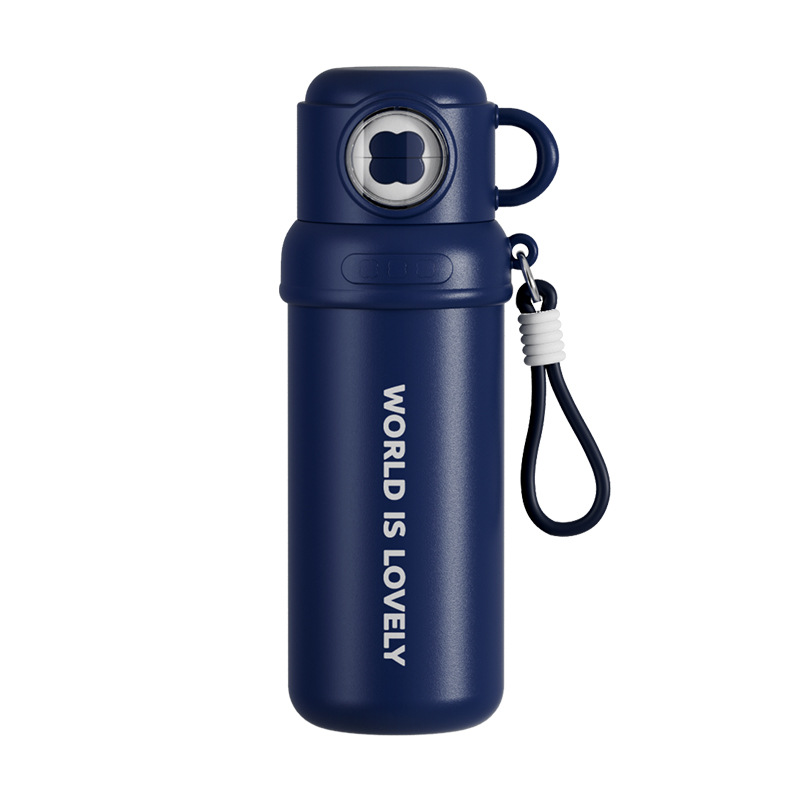 Taza de aislamiento de negocios de acero inoxidable alta capacidad de cuatro hojas portátil tres tazas de paja de bebida taza de agua de oficina de estudiantes