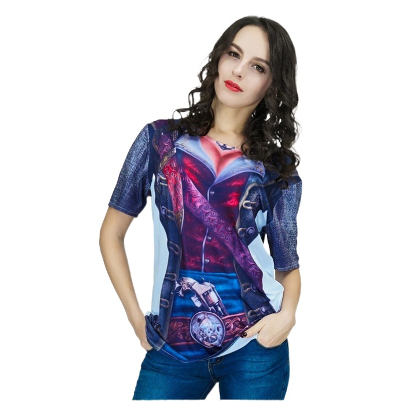 Halloween de las mujeres 3D Impresión digital camiseta miedo sangrienta Europa y América hippies etapa traje fiesta cos ropa