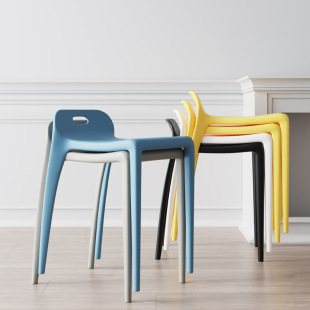 Plastic stool adult household thickened dining table high bench large stall restaurant stool color chair simple stool