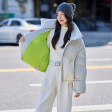 2025冬季新款短款立领加厚面包服90白鸭绒泡芙感女式羽绒服SY2768