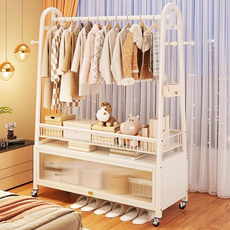 Clothes Rack Floor-Standing Bedroom Removable Clothes Rack Indoor Room Clothes Drying Rack Multi-Functional Storage Coat Rack