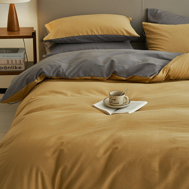 Cama de cuatro piezas de algodón 2025, nueva sábanas molidas cubierta de ropa de cama dormitorio de tres piezas de invierno engrosado