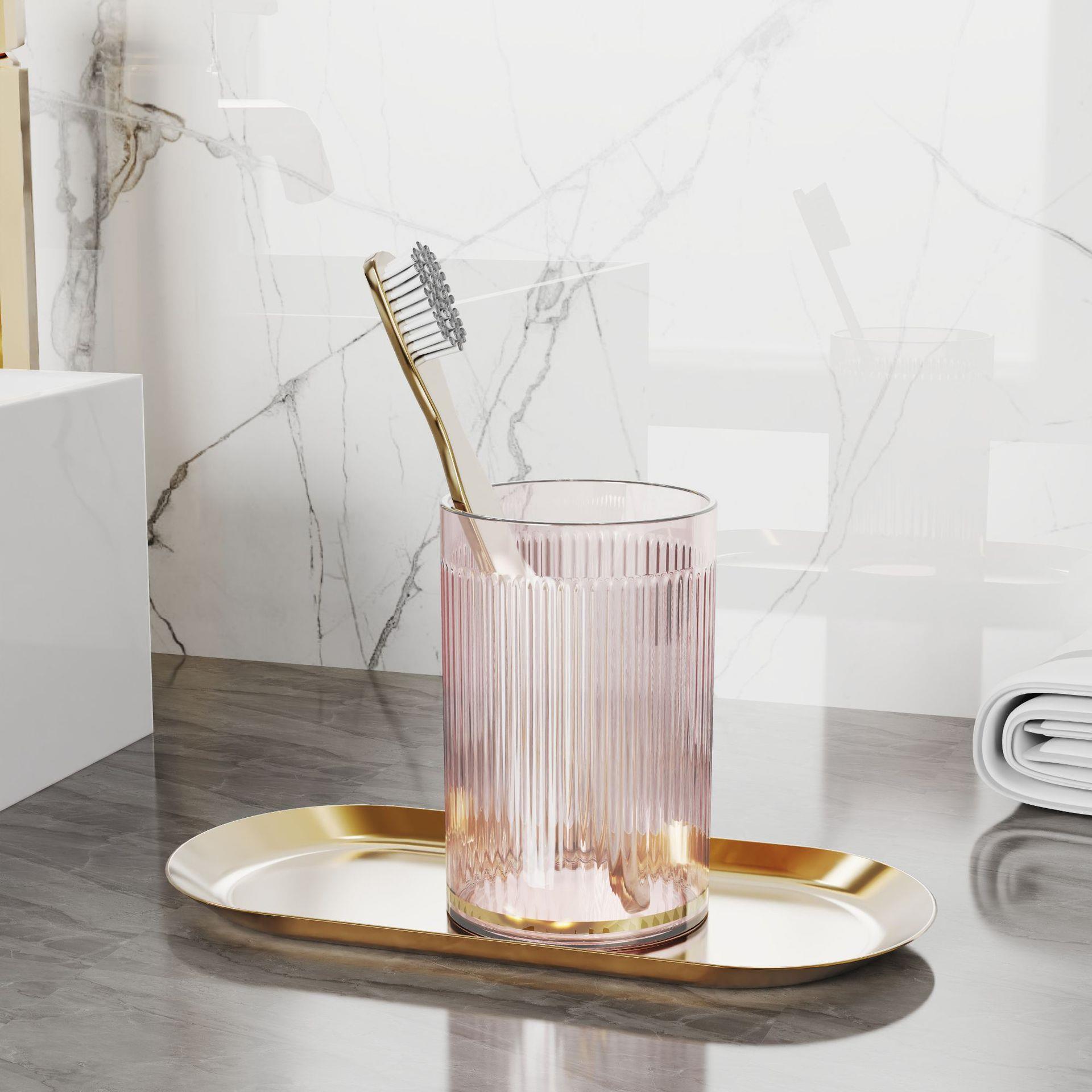 Luz de lujo estilo enjuague bucal taza de cepillo de dientes de alto aspecto taza hogar par lavado taza baño simple transparente PET cepillo de dientes taza