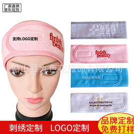 欧美跨境魔术贴发带女士瑜伽LOGO刺绣头带定制  月子头巾吸汗发饰