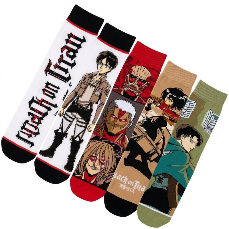 Men's Four-Season Anime Attack on Titan Trendy Socks Men's Socks Amazon Ins Allen Tiktok Mid-Tube Manufacturer Socks