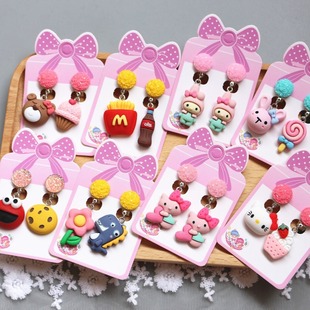 Children's Cartoon Ear Clip Girls Cute Cat Rabbit Ear Stud Earrings Earrings Baby Accessories